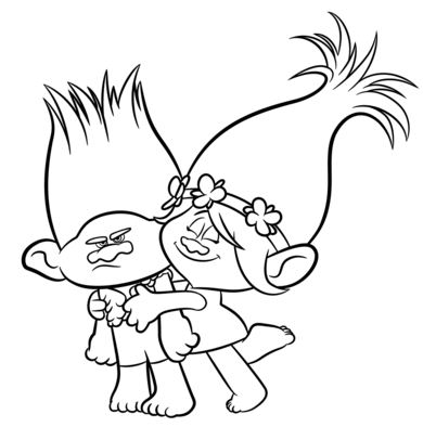Branch & Poppy From Trolls Coloring Page