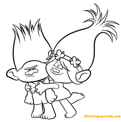 Branch & Poppy From Trolls Coloring Pages