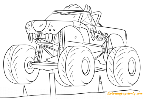 Página para colorir Taz Freestyle Monster Truck