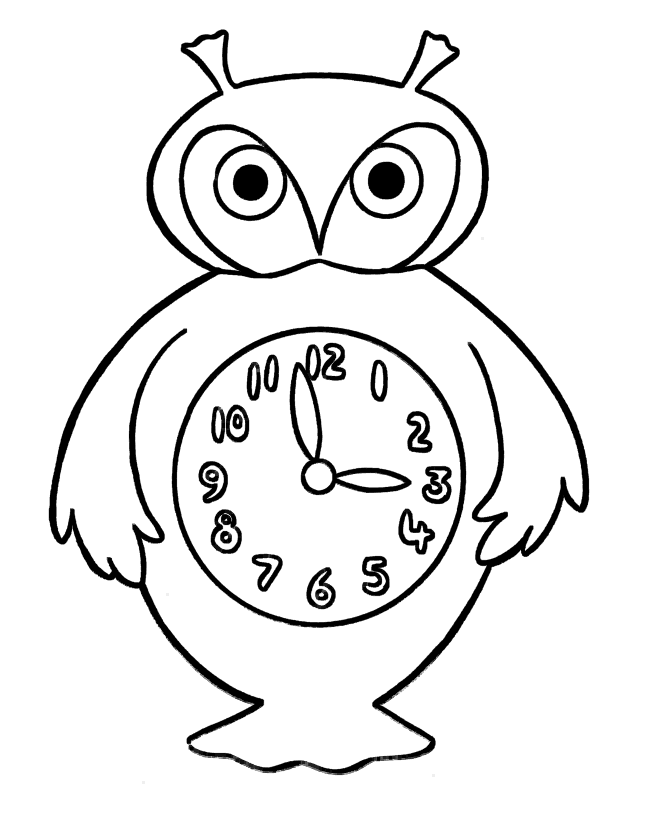 Раскраска Часы с совой
