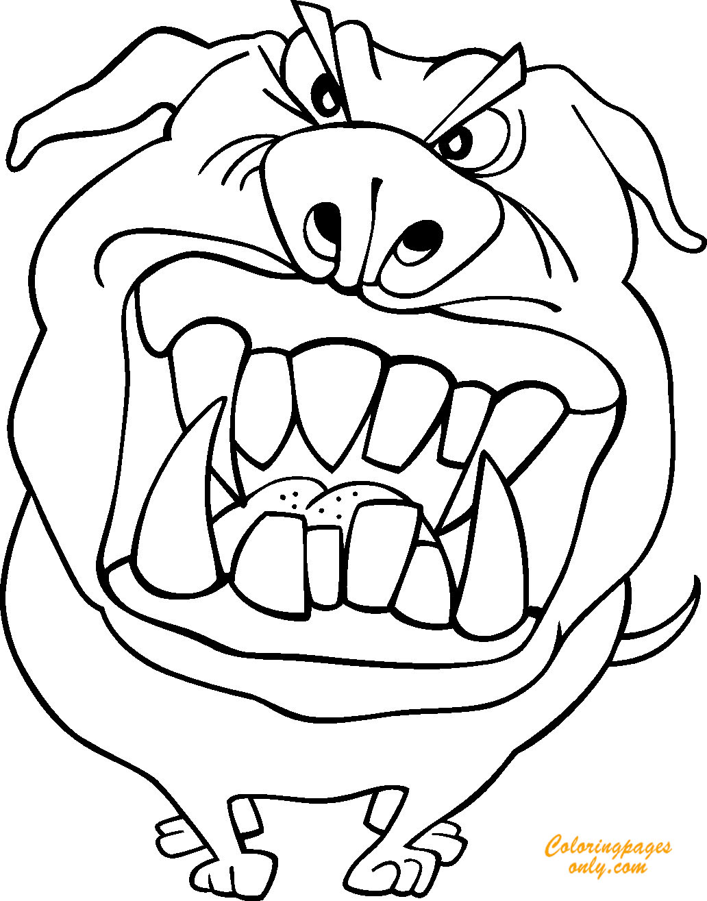 Funny Angry Dog Coloring Pages