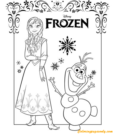 Anna And Olaf Coloring Pages