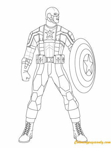 Superhero Captain America Getting Ready To Fight Coloring Pages
