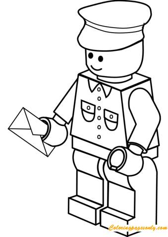LEGO Postman Post Office Man Coloring Page