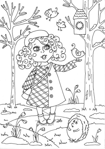 Peppy Outside in March Coloring Page