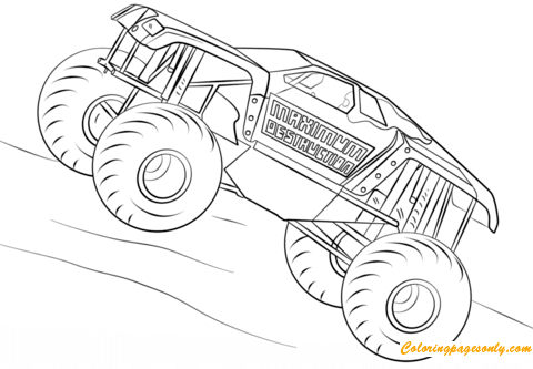 maximum destruction from monster truck coloring page  free