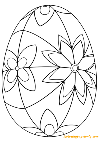 Detailed Flower Easter Eggs Coloring Page