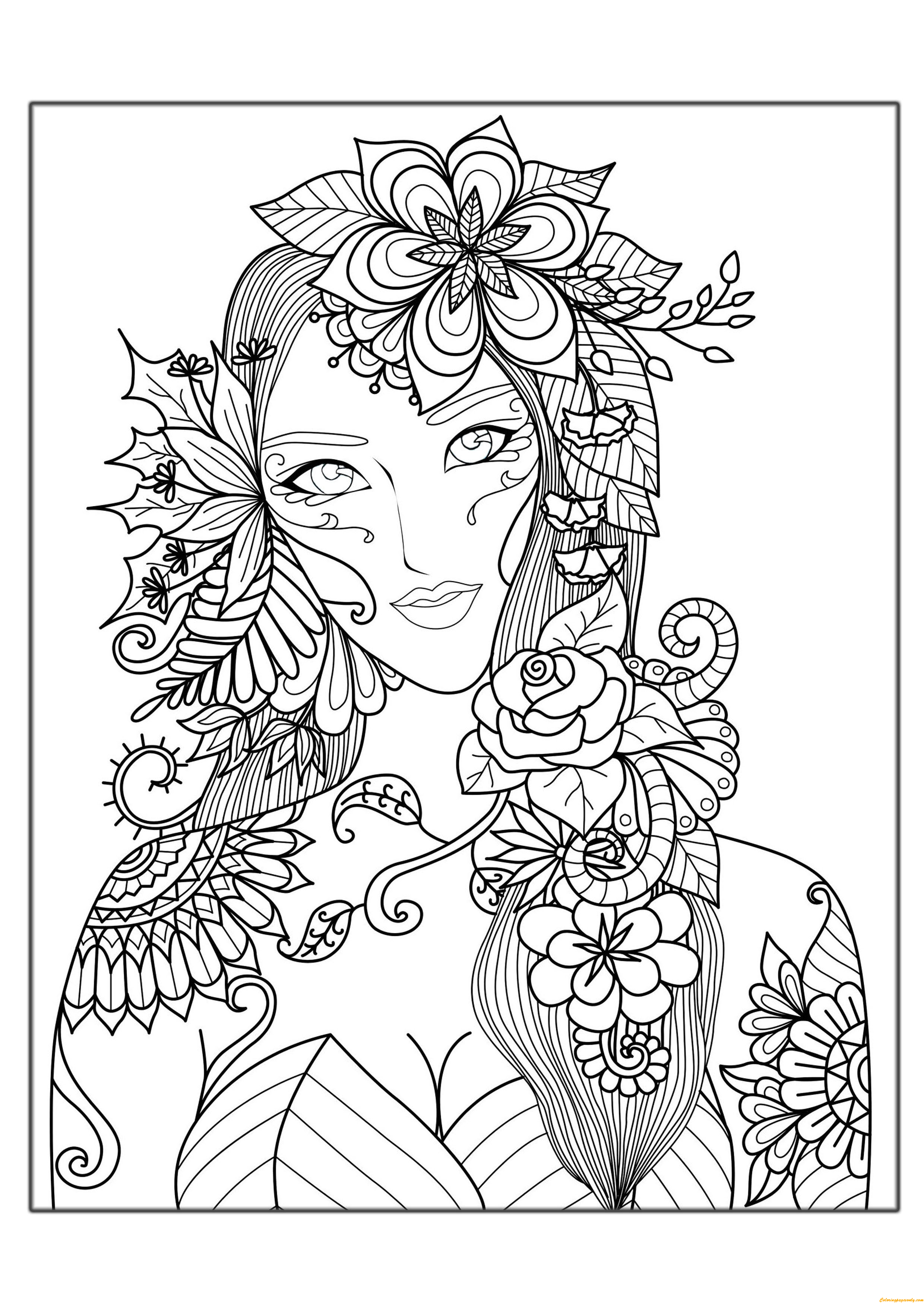 Download Flower Girl Coloring Pages - Hard Coloring Pages - Free Printable Coloring Pages Online