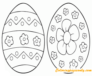 Easter Eggs Floral Motifs Coloring Page