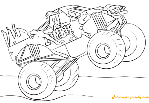 Monster Truck Zombie Coloring Pages