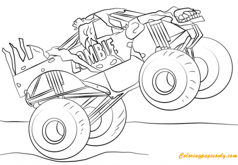 monster truck zombie coloring page  free coloring pages online