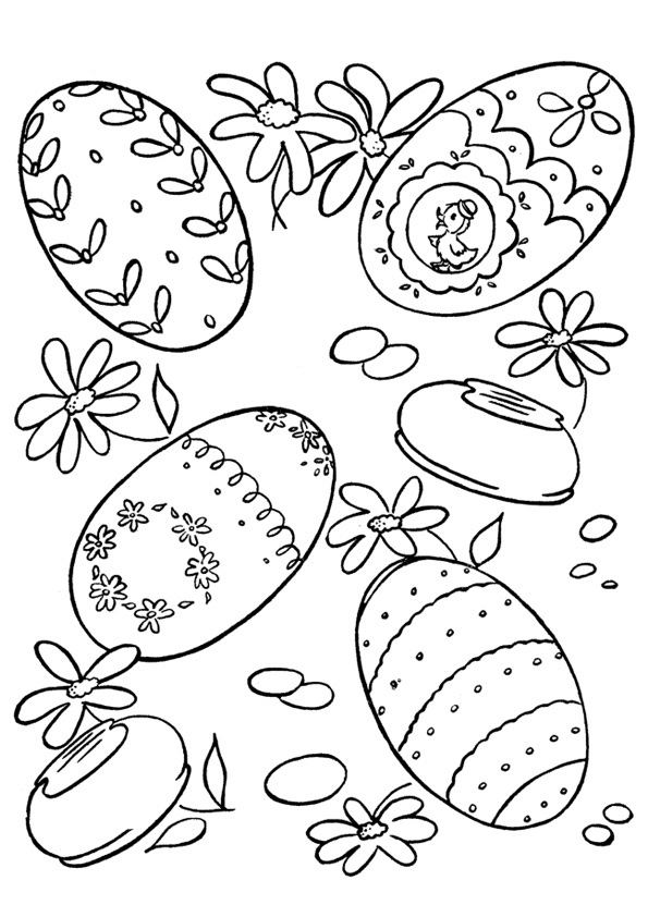 Easter Egg With Flowers Coloring Page