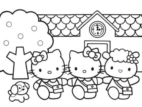 Hello Kitty Friends Coloring Page