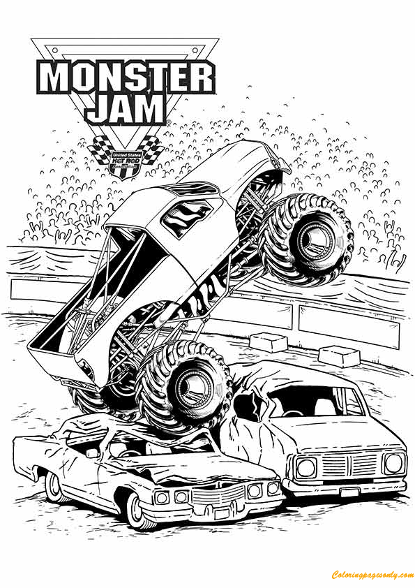 Monster Jam neemt het op tegen twee auto's van Monster Truck