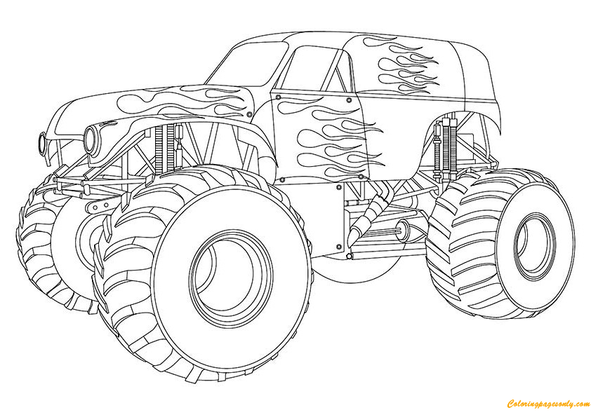 Design Maximum Destruction Monster Truck Coloring Page