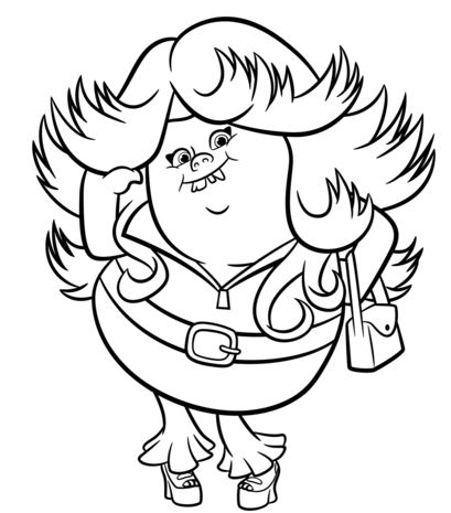 Lady Glitter Sparkles From Trolls Coloring Pages
