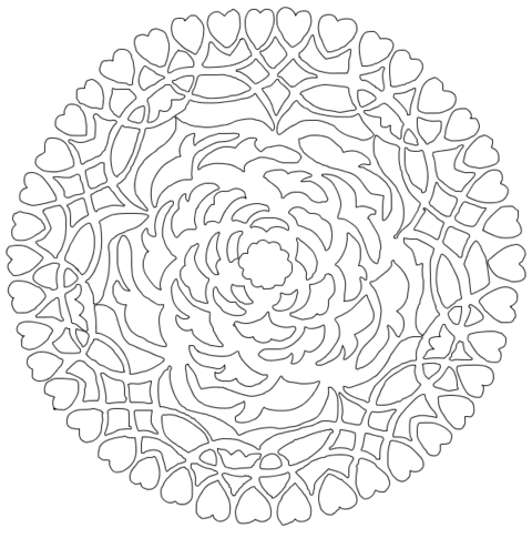 Hearts and Rose Coloring Page