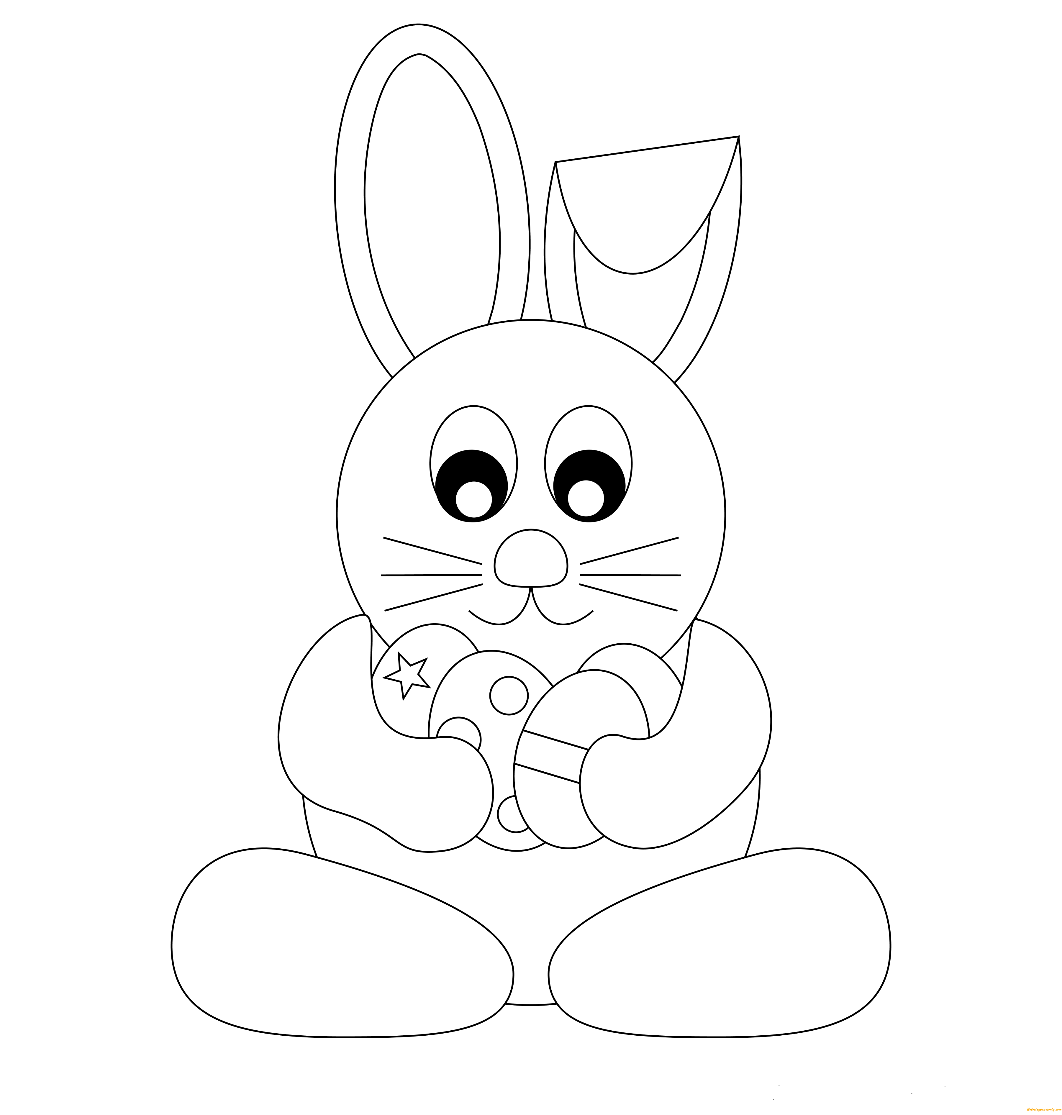 Bunny with Easter Eggs Coloring Page