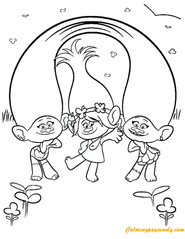 poppy with satin and chenille from trolls coloring page