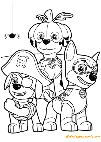 Paw Patrol Halloween Party Coloring Pages