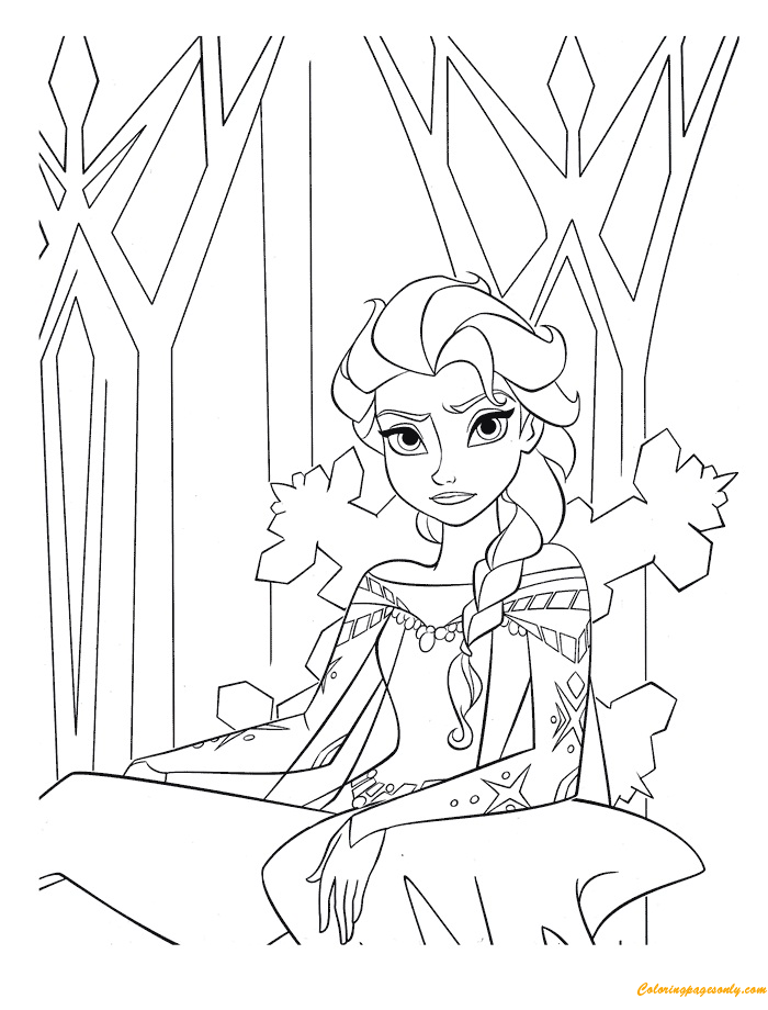 Elsa In The Ice Castle Coloring Pages