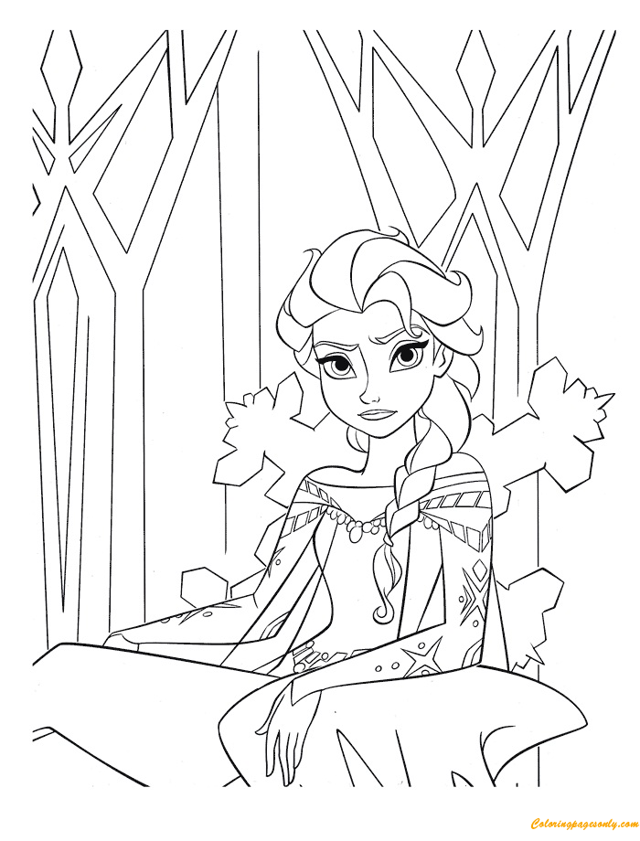 Coloriage Elsa dans le château de glace