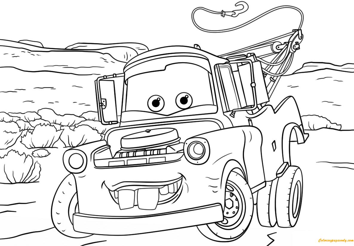 Tow Mater from Cars 3 from Disney Cars Coloring Pages - Cartoons