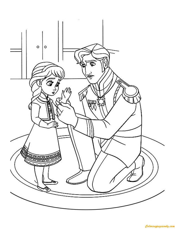 Young Elsa Being Forced To Wear Gloves Coloring Pages
