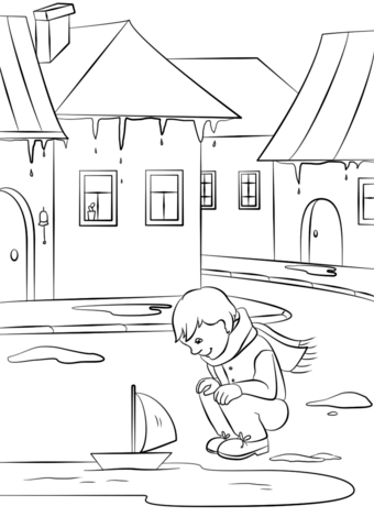 Spring in a Small Town Coloring Pages