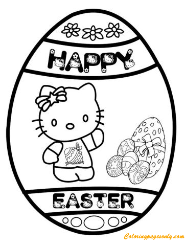 Easter Egg Hello kitty Coloring Page