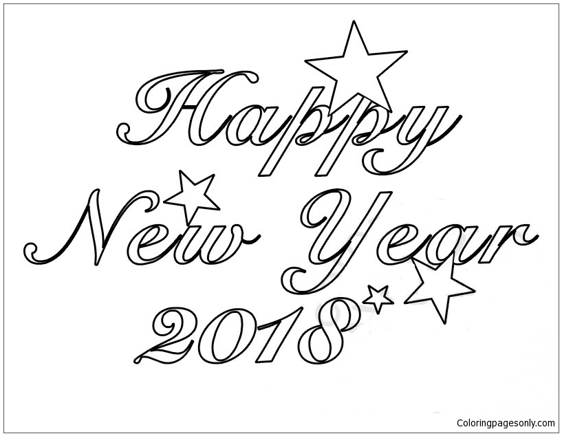 2018 Happy New Year Coloring Pages