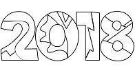 2018 New Year Adult Coloring Page