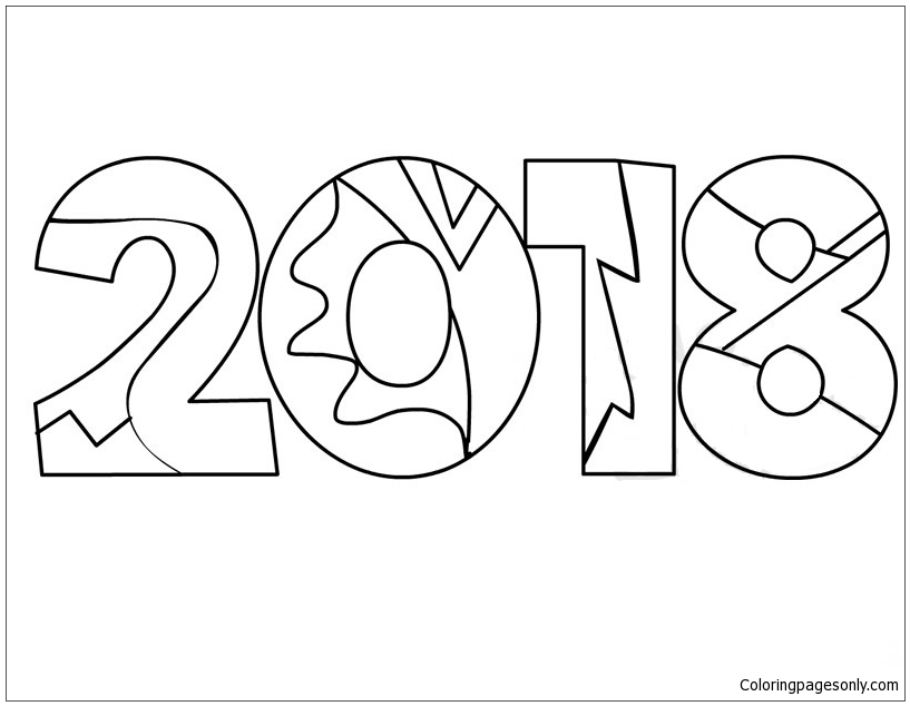 2018 New Year Adult Coloring Page