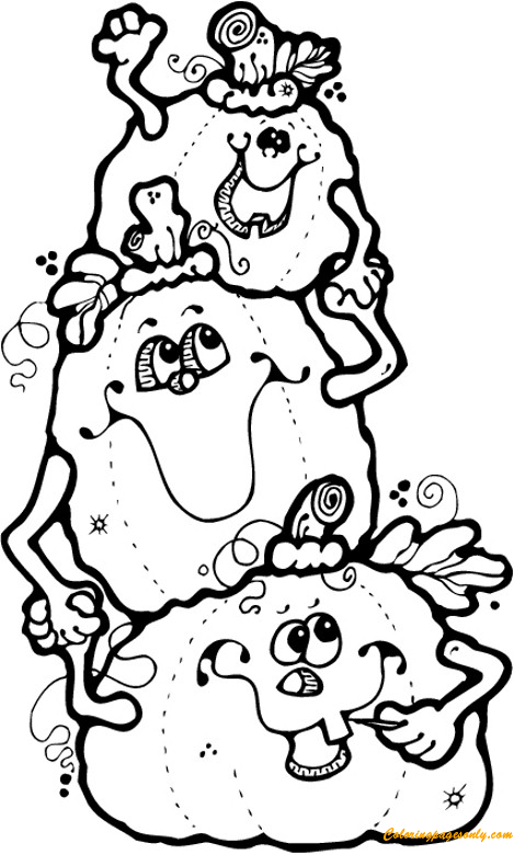 3 Funny Pumpkins Coloring Pages