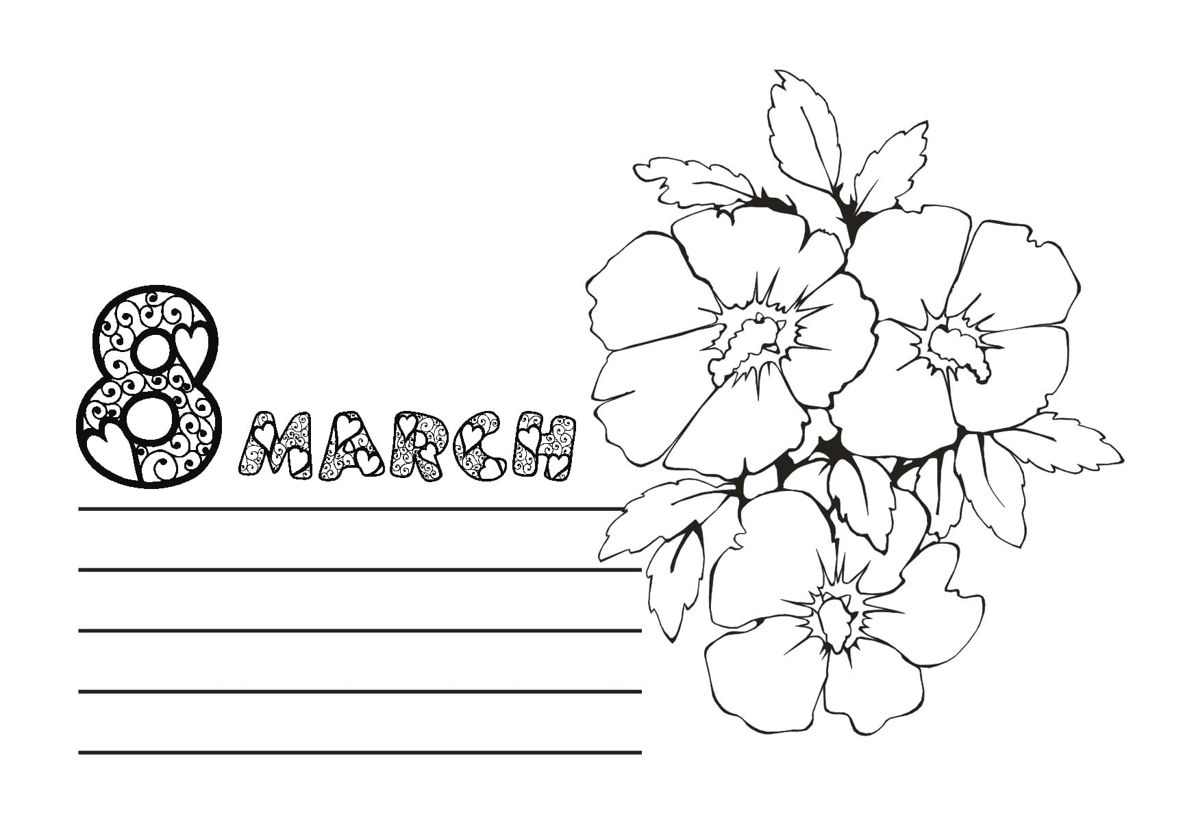 8th March Card Coloring Pages