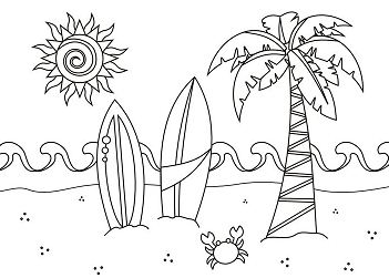 A Beach Scene Coloring Pages