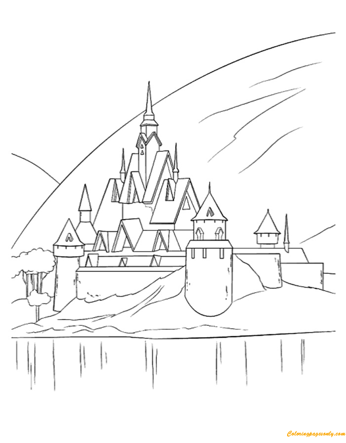 A Beautiful Castle In Arendelle Coloring Pages