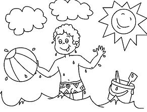 A Boy Playing With His Beach Ball Coloring Page