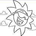 A Funky Summer Sun On The Beach Sky Coloring Page