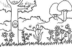 A Garden Scene Coloring Pages