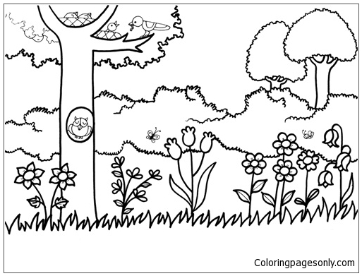 A Garden Scene Coloring Pages - Gardens Coloring Pages - Coloring Pages