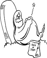 A Ghost With A Tummy Ache Coloring Page