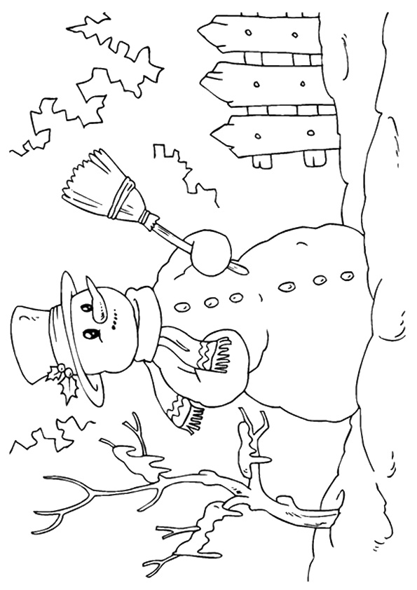 A Happy Snowman Coloring Pages