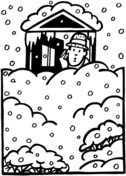 A house buried in the snow Coloring Page