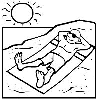 A man relaxing on the beach in the summer Coloring Pages