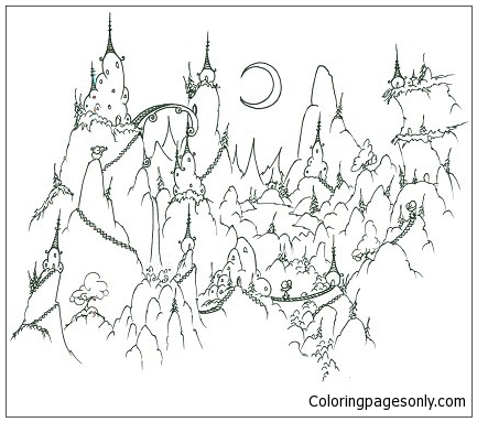 A Monkey Village In The Mountains Coloring Pages