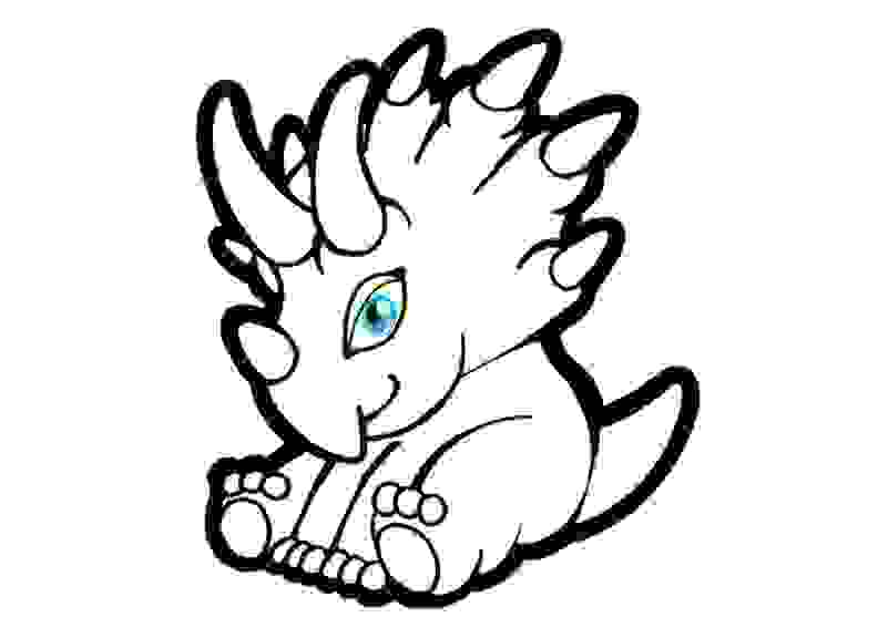 A new baby Triceratops Dinosaur Coloring Page