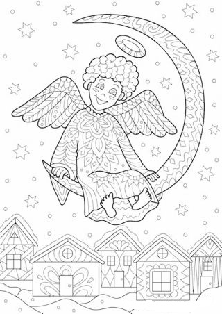 A Pretty Angel Christmas Coloring Pages
