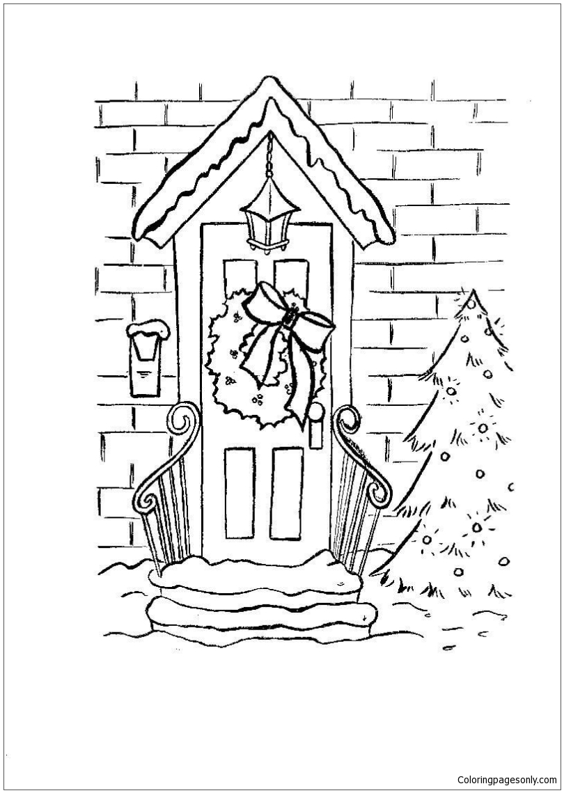 A Pretty Holly Wreath Coloring Pages