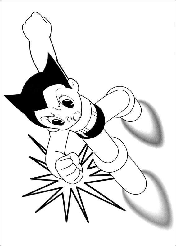 A Punch of Astro in Astro Boy Animation Film Coloring Page